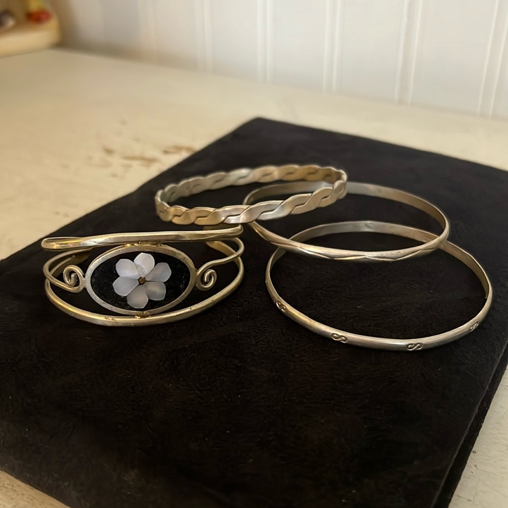Lot 4 Silver Mexico bracelets